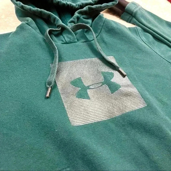 Under Armour Threadborne Green $ Black Pullover Hooded Sweatshirt Size XS - Picture 5 of 15